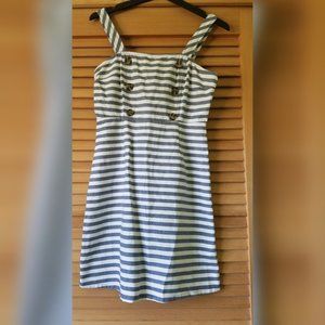 Grey and white striped dress.